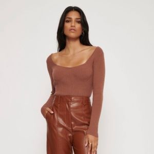 Dynamite Ribbed Sweater in Carob Brown